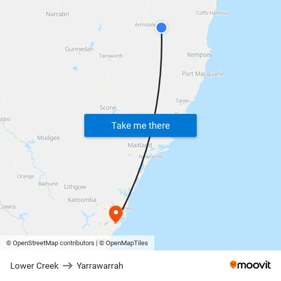 Lower Creek to Yarrawarrah map