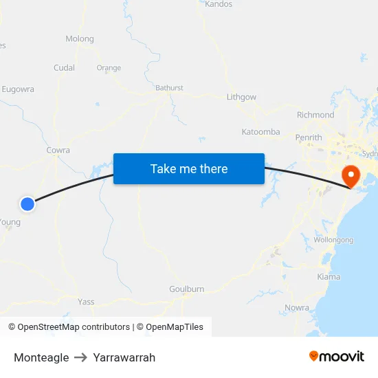 Monteagle to Yarrawarrah map