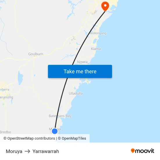 Moruya to Yarrawarrah map