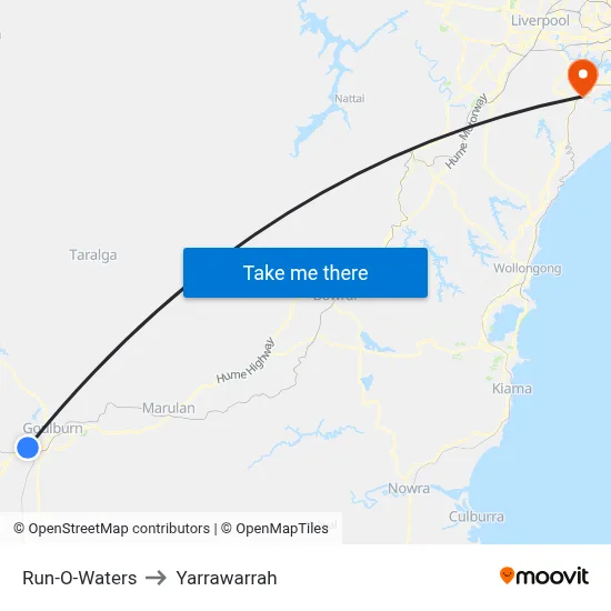 Run-O-Waters to Yarrawarrah map