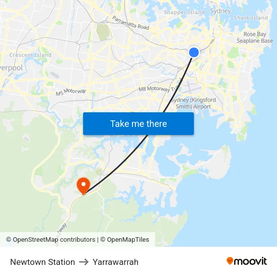 Newtown Station to Yarrawarrah map