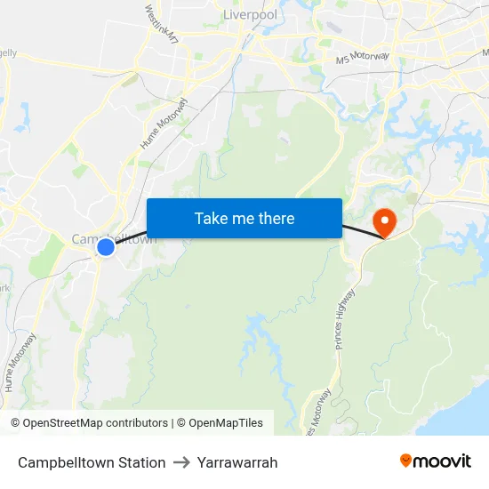 Campbelltown Station to Yarrawarrah map