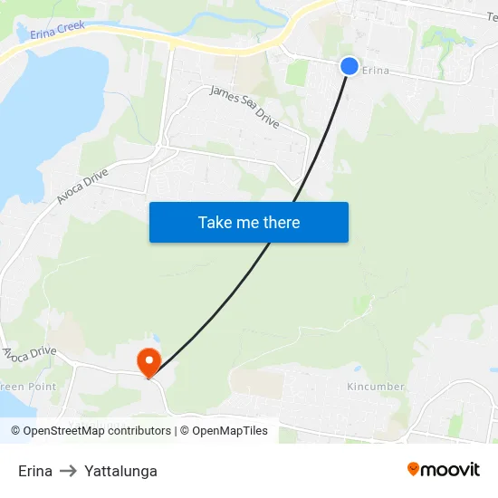 Erina to Yattalunga map
