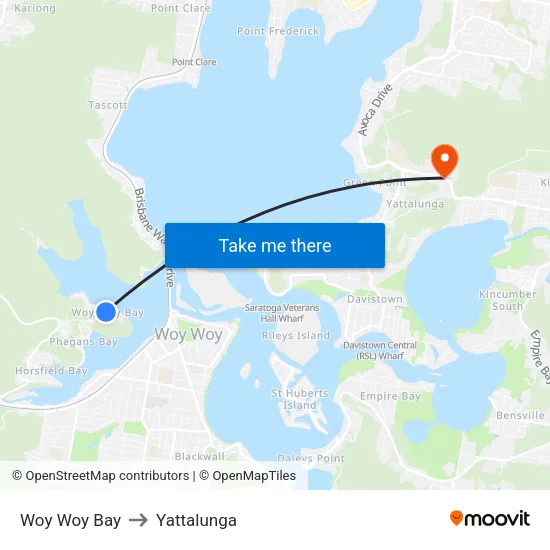 Woy Woy Bay to Yattalunga map