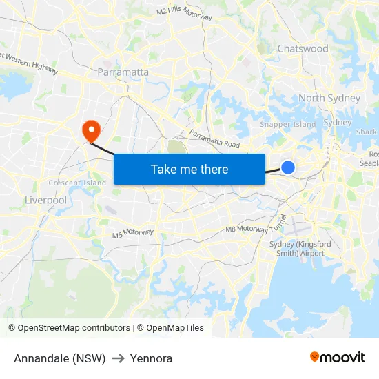 Annandale (NSW) to Yennora map