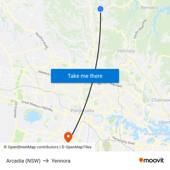 Arcadia (NSW) to Yennora map