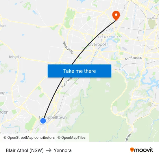 Blair Athol (NSW) to Yennora map