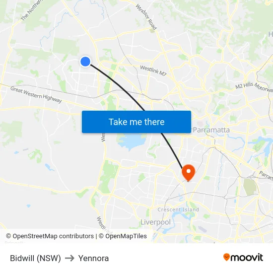 Bidwill (NSW) to Yennora map