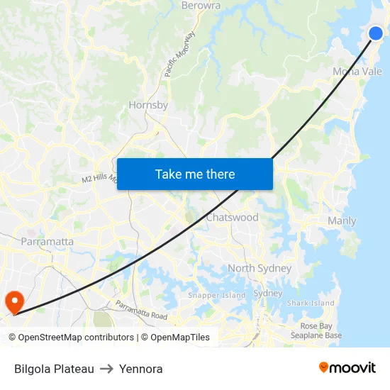 Bilgola Plateau to Yennora map