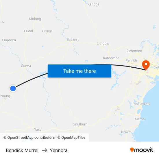 Bendick Murrell to Yennora map