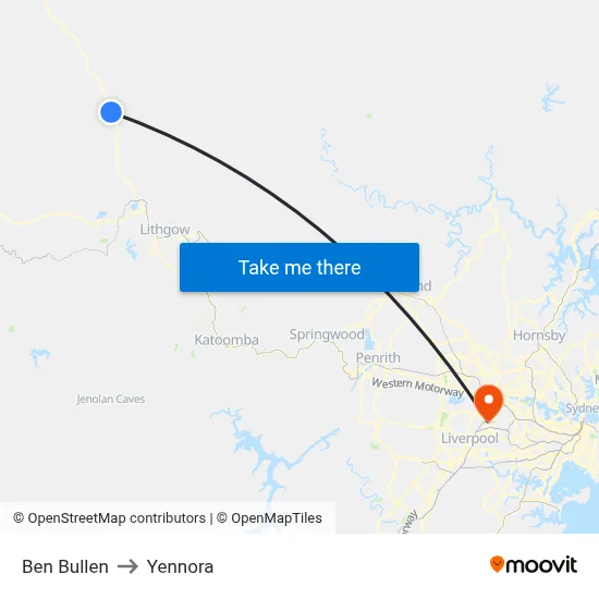Ben Bullen to Yennora map