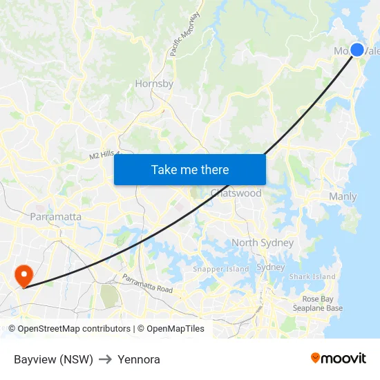 Bayview (NSW) to Yennora map