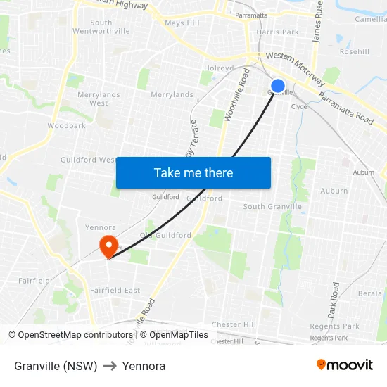 Granville (NSW) to Yennora map