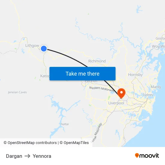 Dargan to Yennora map