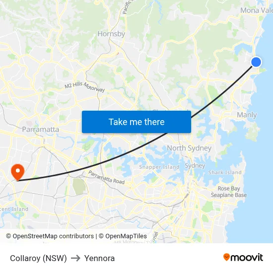 Collaroy (NSW) to Yennora map