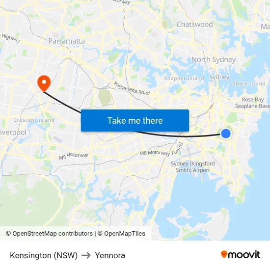 Kensington (NSW) to Yennora map