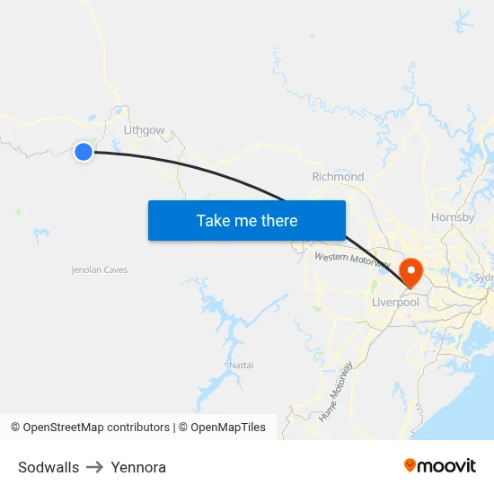 Sodwalls to Yennora map