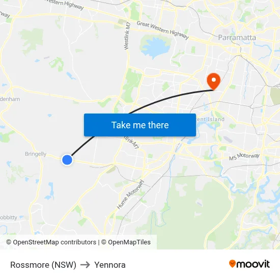 Rossmore (NSW) to Yennora map