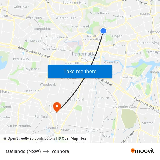 Oatlands (NSW) to Yennora map