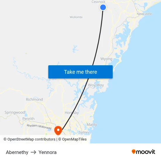 Abernethy to Yennora map