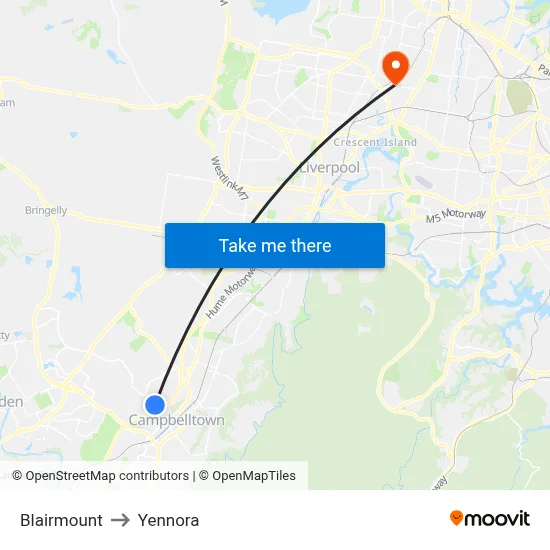 Blairmount to Yennora map
