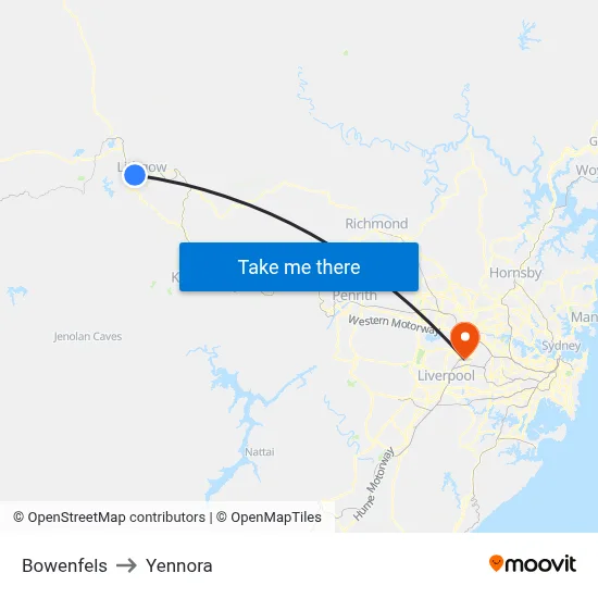 Bowenfels to Yennora map