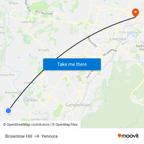 Brownlow Hill to Yennora map