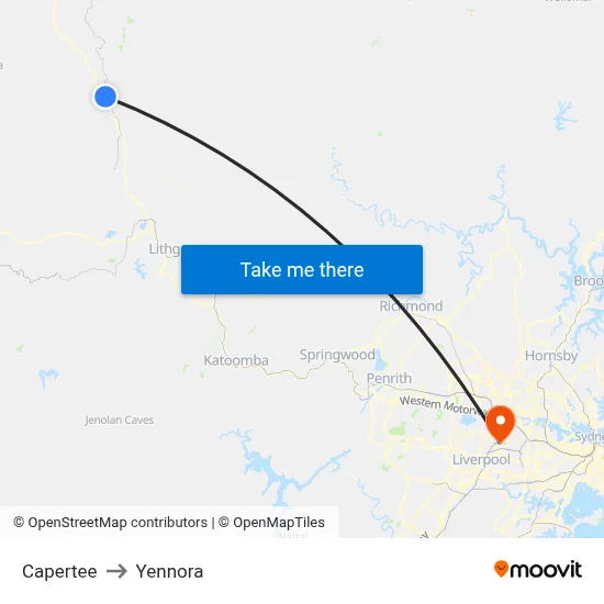 Capertee to Yennora map