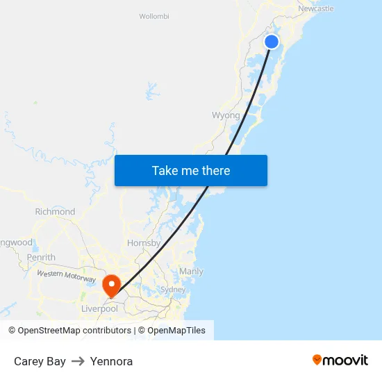 Carey Bay to Yennora map