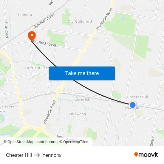 Chester Hill to Yennora map