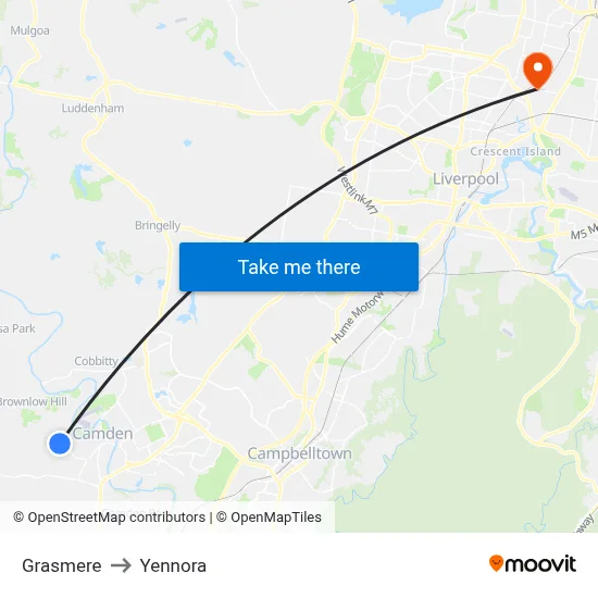 Grasmere to Yennora map