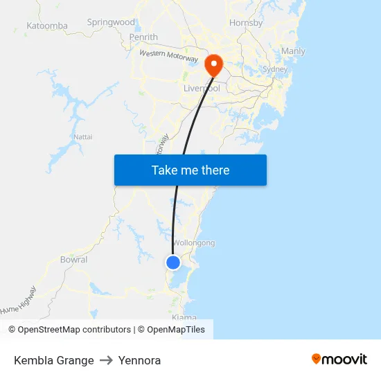Kembla Grange to Yennora map