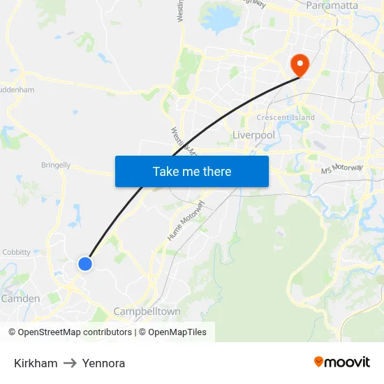Kirkham to Yennora map