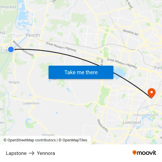 Lapstone to Yennora map