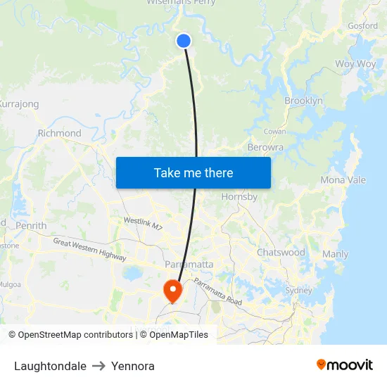 Laughtondale to Yennora map