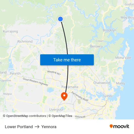 Lower Portland to Yennora map