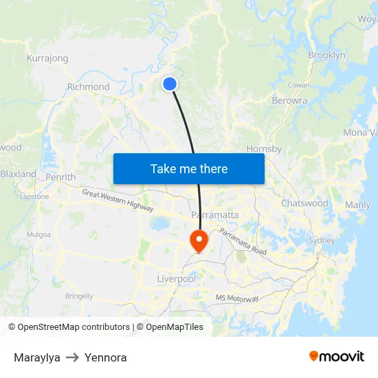 Maraylya to Yennora map