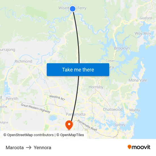 Maroota to Yennora map