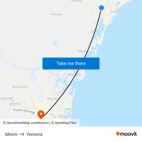 Minmi to Yennora map