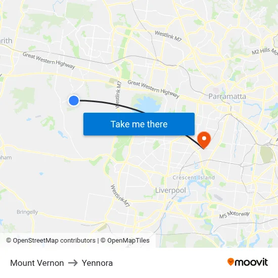 Mount Vernon to Yennora map