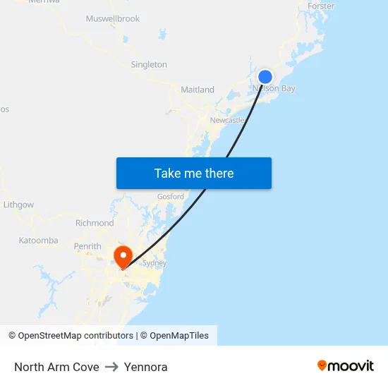 North Arm Cove to Yennora map