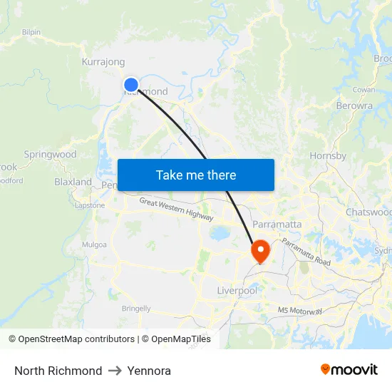 North Richmond to Yennora map