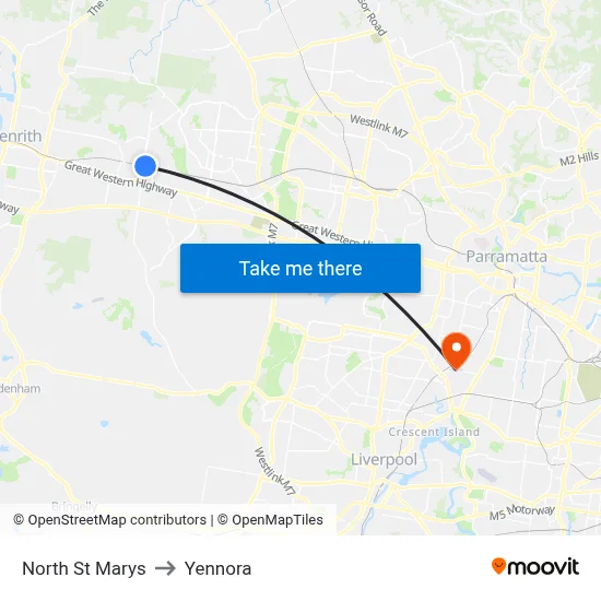 North St Marys to Yennora map