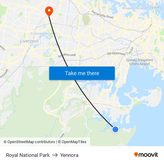 Royal National Park to Yennora map