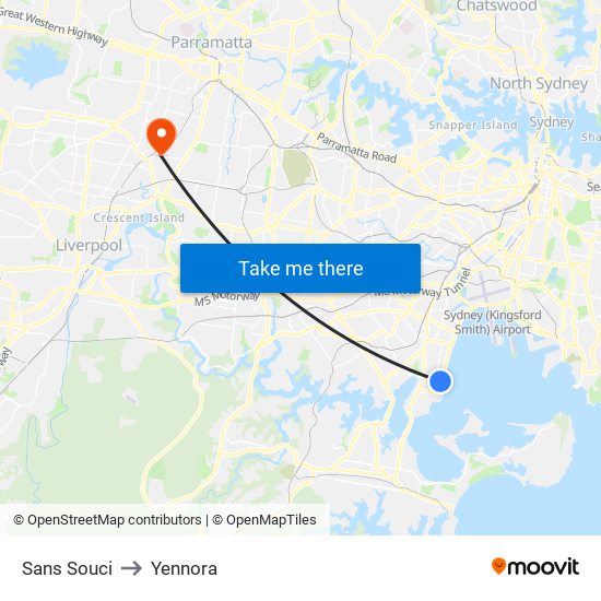 Sans Souci to Yennora map