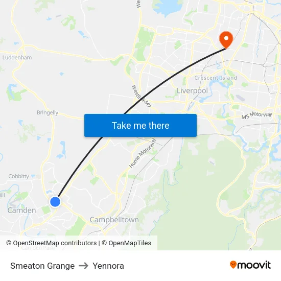 Smeaton Grange to Yennora map