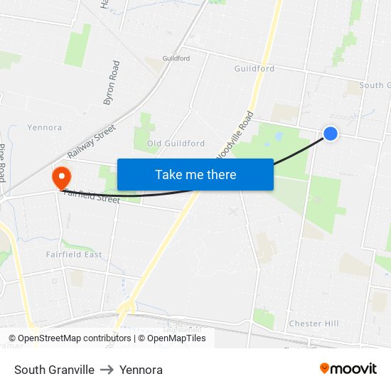 South Granville to Yennora map