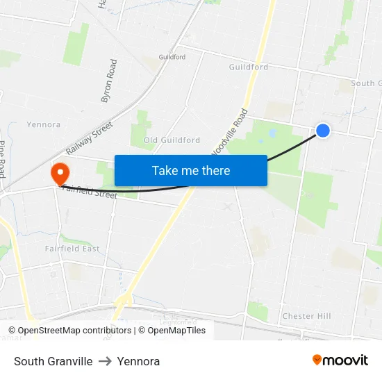 South Granville to Yennora map