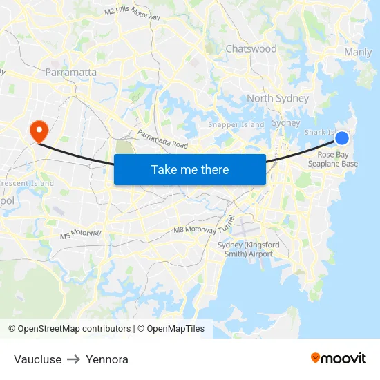 Vaucluse to Yennora map