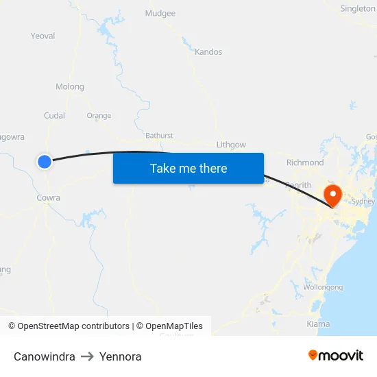 Canowindra to Yennora map